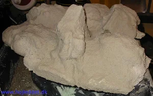 The background after shaping with PU foam, ready for paint.